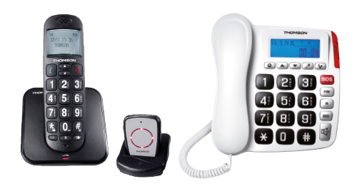 Téléphone Fixe à Gros Boutons Pour Personnes Âgées - Installation Plug & Play, Sonnerie Lumineuse, Noir/Blanc